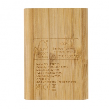 Logo trade promotional giveaways image of: Bamboo 5.000 mAh powerbank